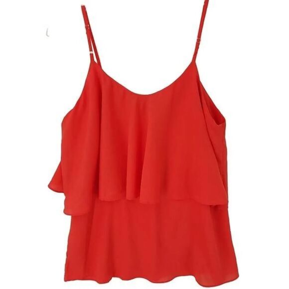 Forever 21 Coral Mixed Fabric Sleeveless Tiered Tank Top MED - Picture 7 of 9
